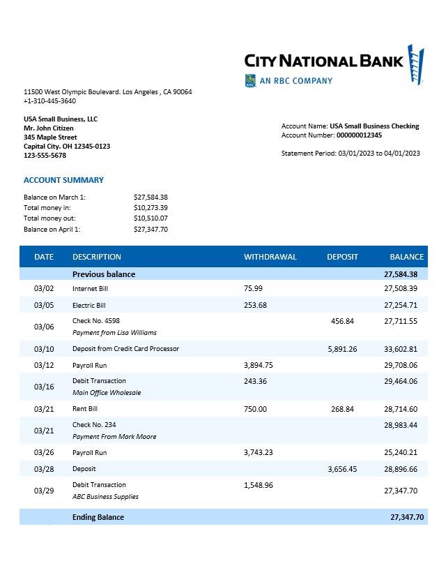  East West Bank firm account statement 